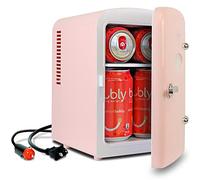 Koolatron Rétro Mini Frigo Portable 4 L /6 can Boissons & Soin de la peau petit frigo pour Chambre Voiture, Bureau Refroidisseur et Réchauffeur (Rose)