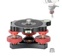 Koolehaoda Leveler Base de nivellement avec Niveau à Bulle et vis 3/8", 3 Cadrans avec réglage de précision +/-5 degrés, Construction en Alliage d'aluminium pour trépied d'appareil Photo
