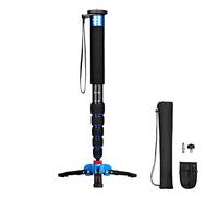 Koolehaoda Portable léger 63 pouces caméra Monopied en aluminium avec (mini tripode) Support pliant de support de trois pieds.diamètre max de jambe: Φ28MM Longueur de pliage: 420mm (K-266 Bleu)