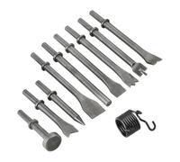 Koolenry 10 Pcs en Acier à Élevé en Acier Pneumatique Air de Ciseaux de Marteau Ensemble, Robuste Robuste avec une Tige de 0,401 "