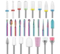 Koolenry 26pcs Sécurité en Céramique pour les Bits de Forage à Ongles, 3/32 Pouces Professionnelles, pour Perceuse à Ongles, pour la Pédicure sur la Manucure de la Technologie Acrylique