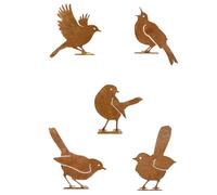 Koolenry 5 PièCes DéCorations d'oiseaux RouilléS, DéCoration Murale D'ExtéRieur, DéCoration de Jardin en MéTal, Ornements de Statues d'oiseaux Artisanaux en MéTal