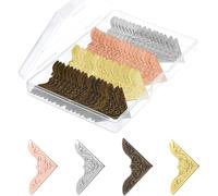 Koolenry 80 Pièces Coins de Livre en Métal, Protections D'Angle en Fer Vintage, Protection de Bord Décorative avec Boîte de Rangement pour Scrapbooking