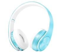 Koolenry Casque Bluetooth sans de Style sans avec Un Bandeau de Bande de Bande Stéréo de Couleur Bleu Macaron FM Micro MP3 pour Support de Tablette Mobile