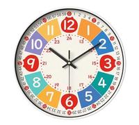 Koolenry Design Moderne Silencieuse pour Les Enfants d'apprentissage des Enfants - Horloges Murales Rondes à Monnaie de Course Calme pour Chambre à Coucher Accessoire de Décoration de Chambre à C