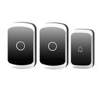 Koolenry Home Welcome Doorbell Elderly Appel Cloche pour une Distance Télécommandée de 300 Mètres avec 36 Pistes de Musique 1Button 2Receiver Black Eu Plug
