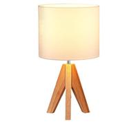Koolenry Lampe de Table Trépied en Bois, Lampe de Chevet avec Abat-Jour, Lampe de Chevet pour Chambre, Chambre d'enfant, Salon