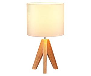 Koolenry Lampe de Table Trépied en Bois, Lampe de Chevet avec Abat-Jour, Lampe de Chevet pour Chambre, Chambre d'enfant, Salon