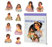 Koolenry Livre D'Autocollants de Journal People pour Journalisation - 90 Pièces Stickers Scrapbook sur 18 Feuilles pour les Fournitures de Journal Indésirable Temps Romantique