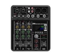 Koolenry Mixer Audio à 4 Canaux avec USB Studio Sound Mixer 48V Phantom Power Bluetooth DJ Console pour Karaoké
