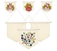 Koolenry pour Support de Bannière D'Affichage de Pin'S Émaillés, 6PCS Bannières en Toile Vierges avec Tige en Bois pour Pin'S Émaillés.