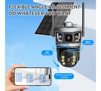 Koolenry V380 Pro Caméra Dôme à Double Objectif 4G Alimentée par Solaire 6MP Détection Humanoïde AI Couleur Complète Sécurité Domestique CCTV Moniteur Version 4G (Uniquement pour la Région Asie-P