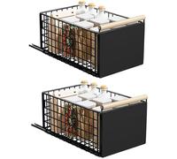 Koolkasa 2 pièces tiroir coulissant cuisine, Tiroir télescopique plus hauts, Avec glissières de tiroir et poignée en bois, Tiroir en métal pour armoires de cuisine Organiseur - 40x24×19.5CM