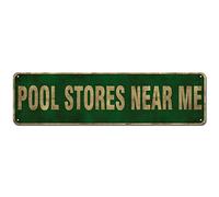 KooLL Pool Stores Near Me Panneau en étain pour décoration murale 10,2 x 40,6 cm
