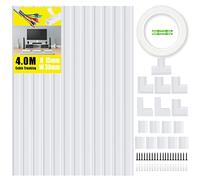 KOOLPUG Goulotte de câble blanche de 4 m de long, kit de gainage de fils auto-adhésifs, pour le mur, la gestion des câbles et les cache-câbles pour mur, sous le bureau et le bureau