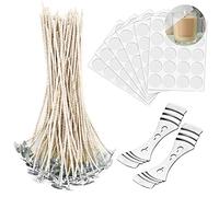 KOOLPUG Lot de 120 mèches en coton de soja bio pré-cirées, 20 cm, végétaliennes, parfaites pour la fabrication de bougies