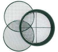 KOOLPUG Tamis de jardin, tamis de sol métallique 3 en 1 avec mailles interchangeables 12 mm/6 mm/3 mm, tamis à mailles fines pour jardin, crible de jardin, outil de jardinage parfait pour tamiser le