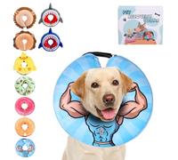 KOOLTAIL Collier conique gonflable pour chien, collier E en forme de donut doux pour chiens après une chirurgie pour arrêter de lécher, alternative améliorée, coussin de cou gonflable pour animal de