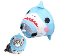 KOOLTAIL Collier conique réglable doux et confortable pour éviter de lécher, pliable et résistant à l'eau pour petits et grands chats, chatons après une chirurgie, requin, taille M