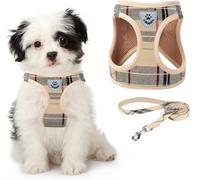 KOOLTAIL Ensemble harnais et laisse pour chiens de petite et moyenne taille, pour dressage, en maille douce rembourrée, confortable, réglable, réfléchissant, promenade facile, pour chiot/chat, motif