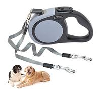 KOOLTAIL Laisse double rétractable pour deux chiens jusqu'à 50 kg, laisse robuste à double tête extensible de 4,9 m sans enchevêtrement, avec un bouton et un verrouillage de frein, pour chiens de