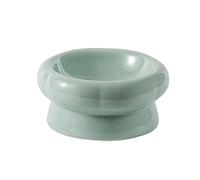 Koomiao 2 Pièces Gamelle Chat Surélevée Céramique Double Gamelles Chat pour Nourriture et Eau Anti-Vomissements Wide Bol de Nourriture pour Chats et Petits Chiens (Vert Clair-A)