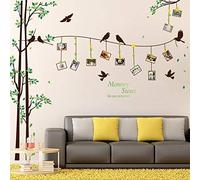 Koomiao 2pcs Stickers Autocollants Muraux Amovibles 3D Arbre avec Oiseau et Cadre Photo, Porte Photo Mural,Stickers Arbre pour la Décoration de la Maison 60 * 90cm