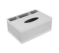 Koomiao Boîte à Mouchoirs en Cuir PU avec 3 Compartiments Organisateur de Bureau avec Porte-télécommande Boîte de Rangement pour la Maison, Le Bureau et la Voiture