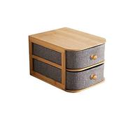 Koomiao Boîte de Rangement à Tiroirs en Bambou et Tissu Oxford pour Maquillage et Bijoux (2 Tiroirs)