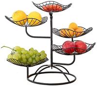 Koomiao Corbeille à Fruits Stand 5-étages Porte-Fruits Art du Fer Panier de Stockage pour Fruits et Gâteaux, Décoration Maison de Salon Moderne (Noir)