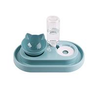 Koomiao Distributeur de Croquettes et Eau pour Chat et Chien, 2 en 1 Gamelles pour Chat Anti-Vomissements Inclinable à 15° Bol pour Animaux de Compagnie (Bleu)
