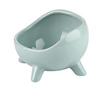 Koomiao Gamelle Chat Céramique, Bols de Nourriture pour Animaux Surélevés et Bols à Eau, Inclinable à 15° Gamelle Chaton Anti-Vomissements pour Chats et Chiens d'intérieur (650ml, Vert Clair)