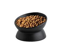 Koomiao Gamelle Chat Surélevée en Premium Céramique Inclinable à 15° Bol pour Chat Anti-Vomissements Facile à Digestion Bol de Nourriture pour Chats et Chiots (Noir)