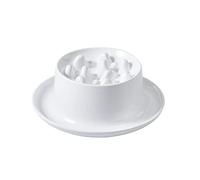 Koomiao Gamelle d'alimentation Lente, Surélevée Protéger Cou Antidérapante, Anti Glouton Anti-étouffement, Alimentation Saine Gamelles pour Chat Chien (Blanc)