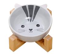 Koomiao Gamelles pour Chien et Chat Bol de Nourriture en Céramique avec Support Conception d'animaux Mignons Grande Gamelle à Eau Bol d'alimentation pour Chats et Petits Chiens (Cat)