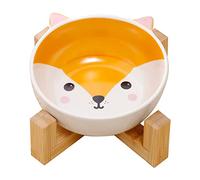 Koomiao Gamelles pour Chien et Chat Bol de Nourriture en Céramique avec Support Conception d'animaux Mignons Grande Gamelle à Eau Bol d'alimentation pour Chats et Petits Chiens (Fox)