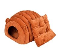 Koomiao Niche pour Chat Interieur, Maisons et Dômes Nid d'animal Chaud Chat Lit pour Chat avec Coussin Amovible Panier Chat Abri d'hiver Chaud pour Chats 40x40x35cm (Orange)