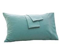 Koomiao Lot de 2 Taies d'oreiller en 100% Coton Housse d'oreiller Super Douceur Anti-acarien Durable Protège Oreiller avec Fermeture à Enveloppe pour Familles (Vert, 50x75cm)