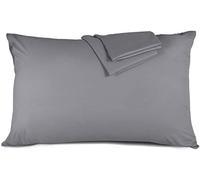 Koomiao Lot de 2 Taies d'oreiller en 100% Coton Housse d'oreiller Super Douceur Anti-acarien Durable Protège Oreiller avec Fermeture à Enveloppe pour Familles (Gris, 50x75cm)