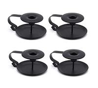 Koomiao Lot de 4 Chandeliers Vintage Bougeoirs de Pilier Noir Candlestick en Fer Forge Porte Bougies pour Anniversaire Mariage Centre de Table Decoration (4Pcs Noir)