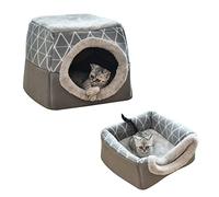Koomiao Niche pour Chat avec Coussin Amovible Panier Chien Chat Maison Doux Nid de Chat Lit de Couchage pour Animal Domestique (35x33x30 cm, Gris)