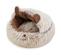 Koomiao Panier Donut de Chat en Peluche Créatif Nid d'animal Lit Rond Coussin pour Chats et Petits Chiens, Moelleux Niche pour Chat Interieur (35cm, Bear)