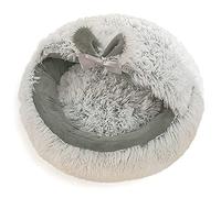 Koomiao Panier Donut de Chat en Peluche Créatif Nid d'animal Lit Rond Coussin pour Chats et Petits Chiens, Moelleux Niche pour Chat Interieur (40cm, Rabbit)