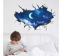 Koomiao Stickers Muraux Garcon 3D Ciel Nocturne Amovible Autocollants Mural Enfants Bébé Chambre Pépinière DIY Décoratif 60×90cm