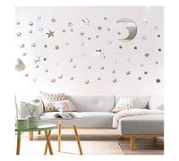 Koomiao Stickers Muraux Miroir ciel étoilé étoile lune,Autocollant Mural 3D, Stickers Muraux Autocollant Mural pour Enfants Chambre Salon Decoration Bricolage