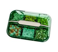 Koomuao 2PCS Boite Medicaments Pilulier Portable, Rangement Pilulier avec 6 Compartiments, Mini Boite à Comprimés, Pill Box Organizer pour Vitamines Médicaments et Suppléments (Vert-L)