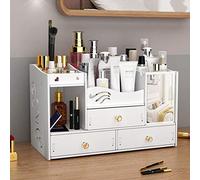 Koomuao Boîte de Rangement Multifonctionnelle, Organisateur Maquillage Avec Tiroirs et Miroir, Rangement Makeup pour Cosmétiques et Bijoux (3-Tiroirs (L))