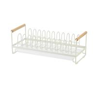 Koomuao Egoutoire Vaisselle Cuisine INOX, Égouttoir à Vaisselle Compact avec Plateau d'égouttage Support de Séchage Petit Egouttoir Séchoir à Vaisselle pour Comptoir ou Evier de Cuisine (Blanc-A)