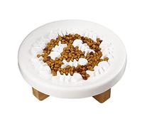 Koomuao Gamelle Anti Glouton Chat avec Support Surélevé Céramique Gamelle d'alimentation Lente pour Les Animaux Cou de Protection Bol Nourriture Chat