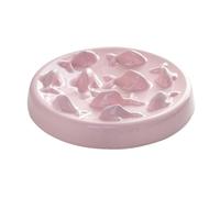 Koomuao Gamelle Anti Glouton Chat Céramique, Gamelle d'alimentation Lente Bol Plat Ludique Puzzle avec Base Antidérapante Gamelle pour Chats et Chiots Réduit Le Vomissements et Ballonnement (Rose)
